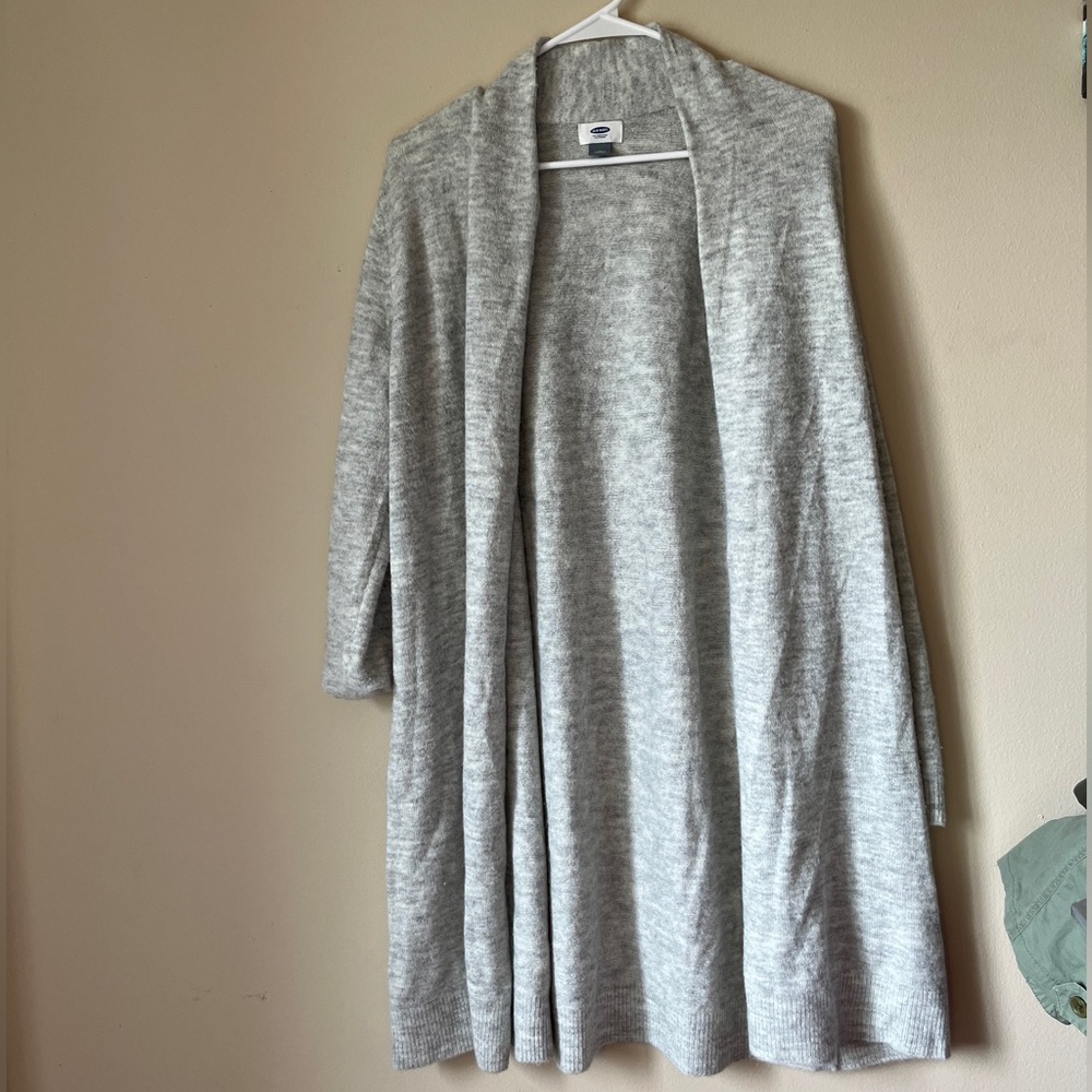 White/grey long cardigan